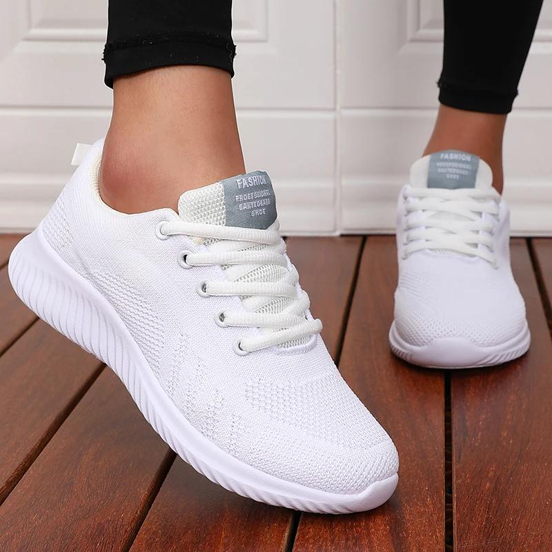 Women Casual Sport Shoes Breathable Lightweight Sneakers Outdoor Mesh White Running Shoes Athletic Jogging Tenis Walking Shoes