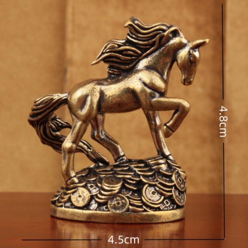 1Pc Chasing Wind Horse Figurines Brass Solid Desktop Decoration Handicrafts Antique Zodiac Animal Miniatures Ornament