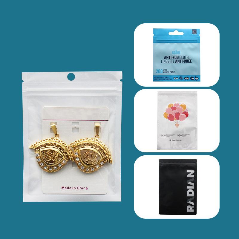 100Pcs White Clear Flat Pouch Cosmetic Packaging Jewelry Resealable Plastic Pearlescent Self-Sealing Data Cables Bag
