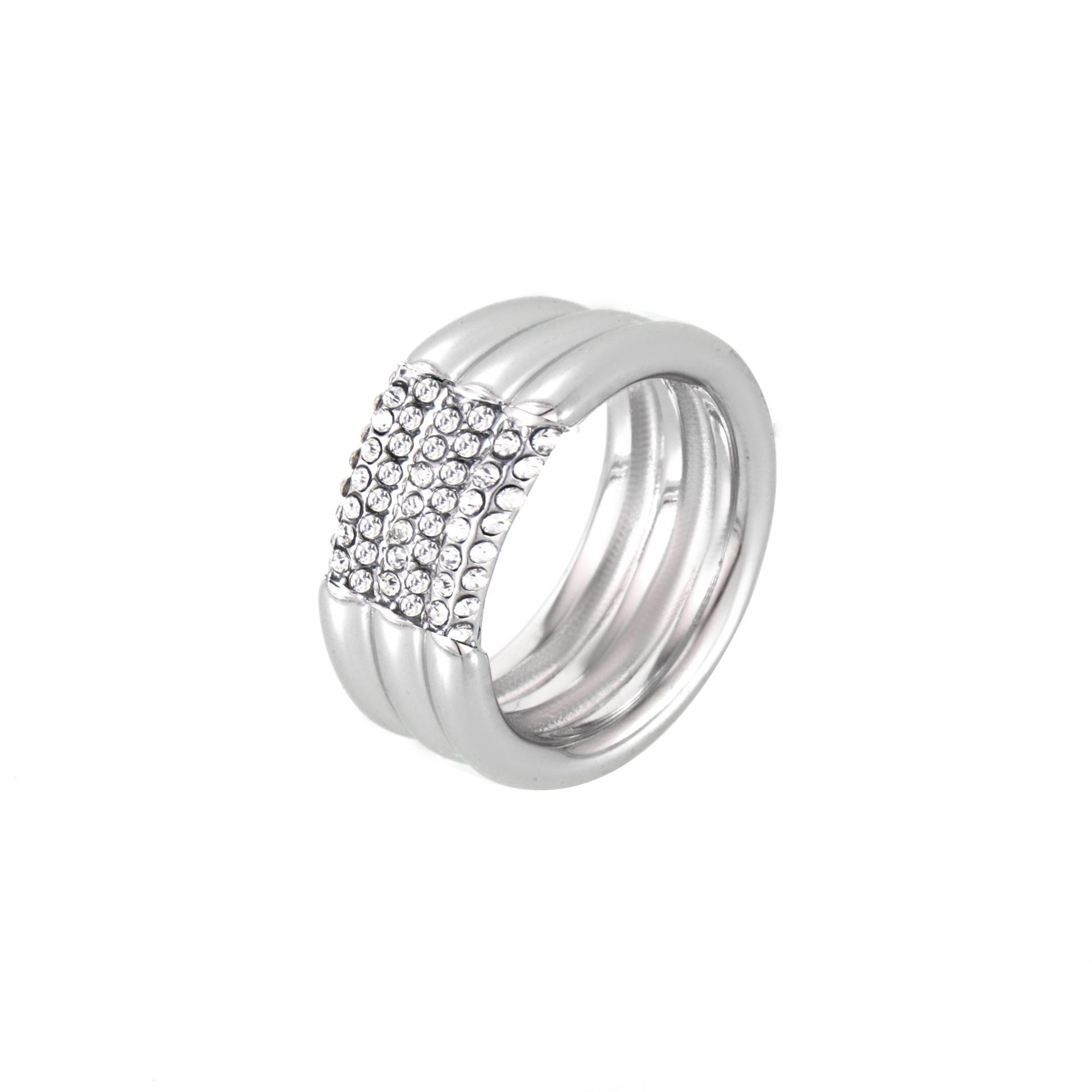 Baroque Retro Wedding Rings with Czech Diamonds in 18K Gold Titanium Steel Size 8