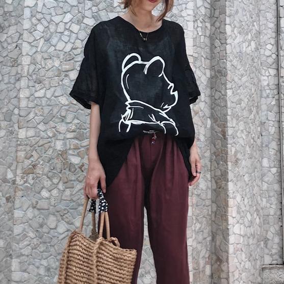 Dimanaf 2025 Women T-shirt Summer Linen Shirt Blouse Short Sleeve Fashion Tops Tees Loose Tees New Black Blouse