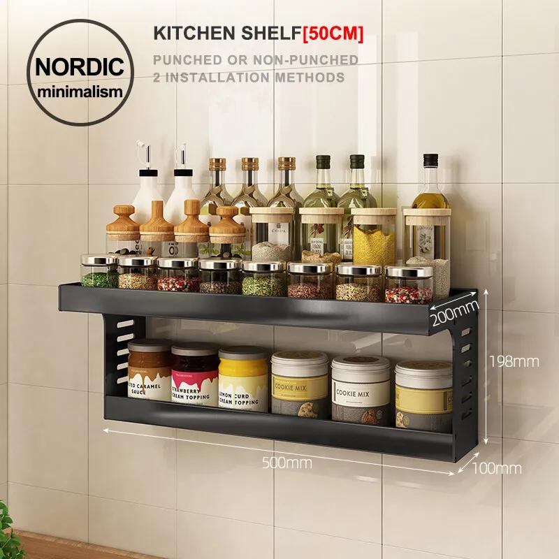 Kitchen 2-layer Shelves Seasoning Bottles Rack Utensils Household Complete Collection Storage Organizer Kitchenware Shelf Holder