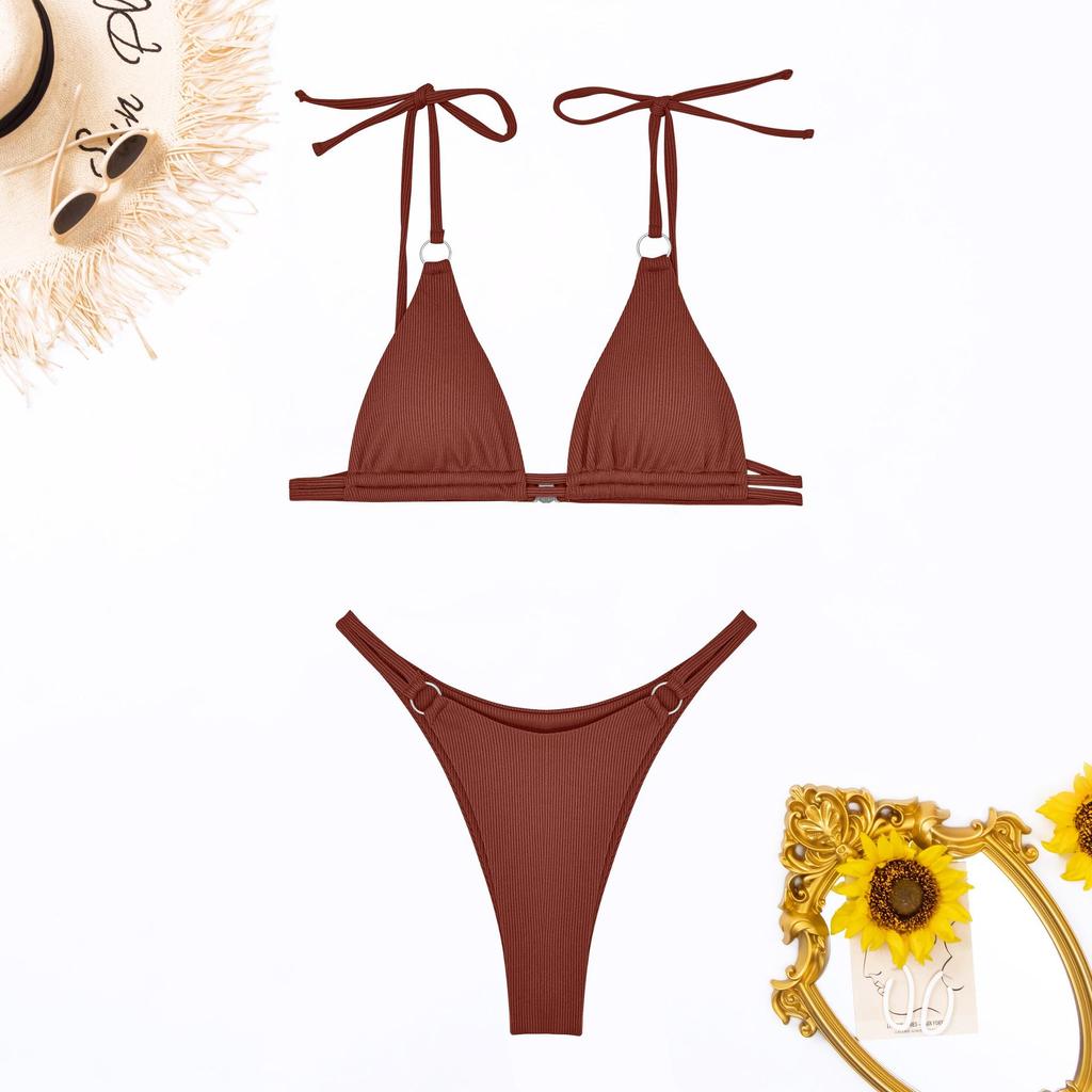 Europäischer & Amerikanischer Gerippter Dreieck-Bikini: Doppelseitig, Sexy, Grenzüberschreitende Bademode