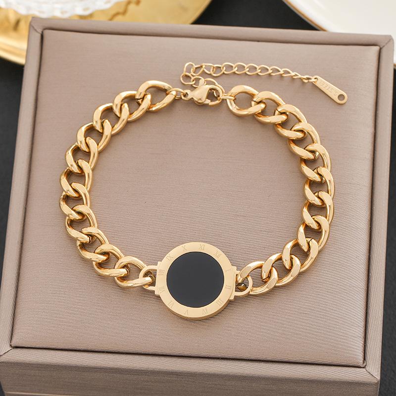 Meichen 18k Gold Non-Fading Titanium Steel Women's Fashion Bracelets - Simple, Versatile, Trendy European and American Style.