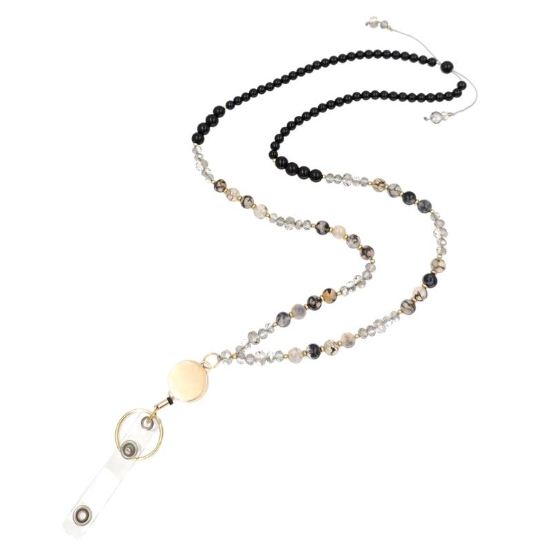 Retractable Lanyard Necklace Natural Stone lBeads Lanyard Keychain Lanyard Eyeglass Holder Lanyard