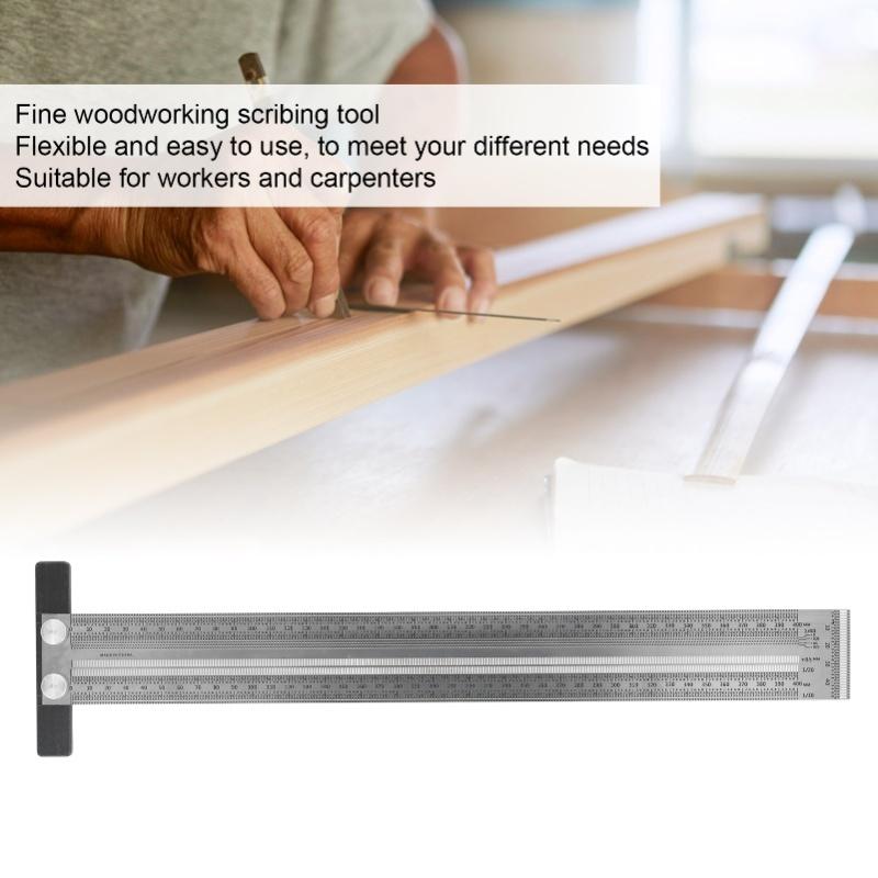 Woodworking Marking T Rulers Positioning Scribing Ruler Gauge Carpenter Measuring Mark Ruler 400mm