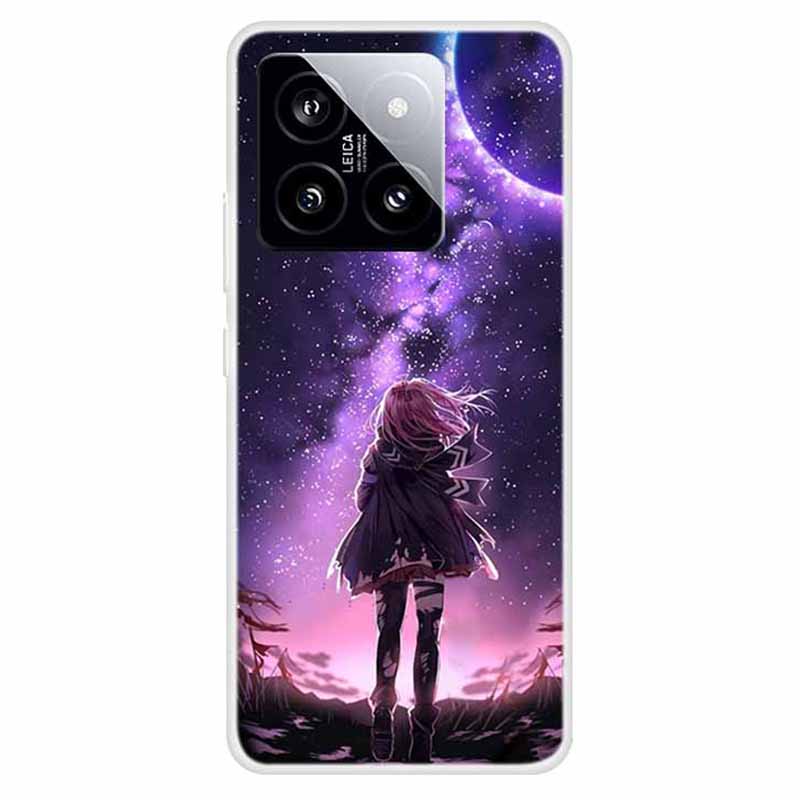 

For Xiaomi 14 TPU Cover Pattern Printing Anti-scratch Mobile Phone Case Protector Stars and Girl