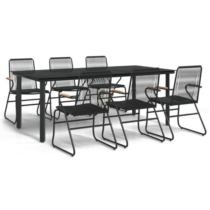 VidaXL Ensemble à dîner de jardin 7 pcs Noir Rotin PVC 3099213