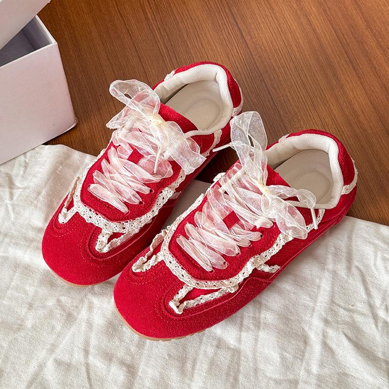 

F- Low-top women s lace-up spring new sweet and versatile slip-on shoes that don t tire your feet 40 красный