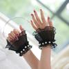 Elegant Pearl Decors Hand Sleeves Ruffle Lace Arm Sleeves Korean Wrist Cuffs For Weddings Parties And Photography