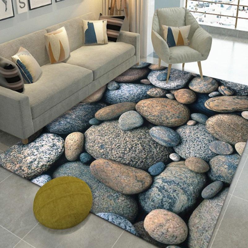 Creative Cobblestone 3D Vision Living Room Sofa Carpet Home Bedroom Bedside Carpet Children's Play Non-slip Mat Home Decoration