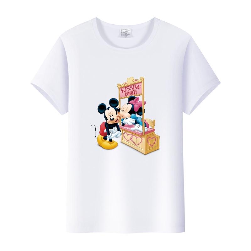 Casual Unisex Cartoon Minnie Tshirt Mickey Mouse Tops Graphic Clothes Summer Blouses T-shirt White 2000s Tees