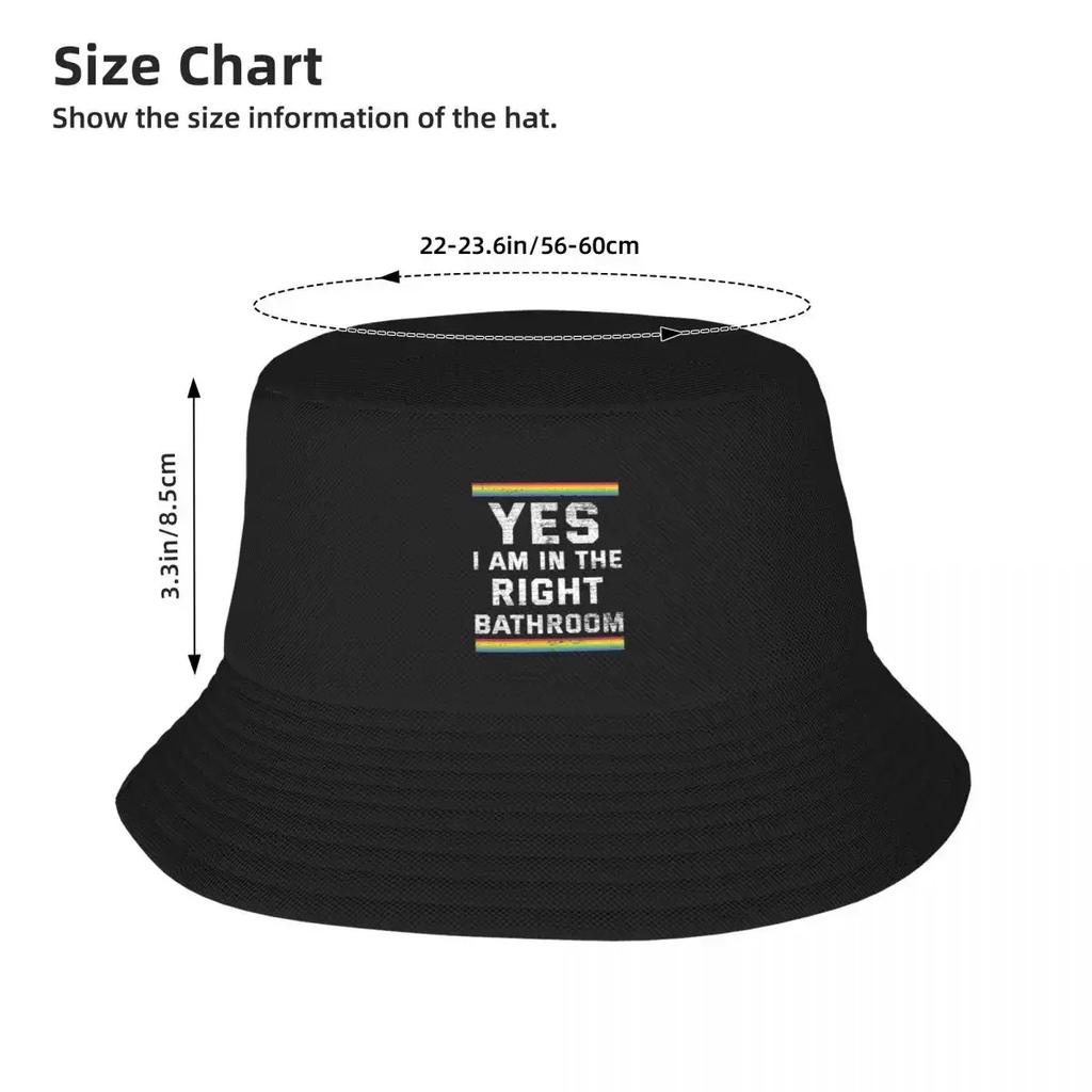 2025 New HatYes Im In The Right Bathroom - Funny Transgender Bathroom Bucket Hat Snapback Cap Luxury Cap Tea Hat Girl Men's