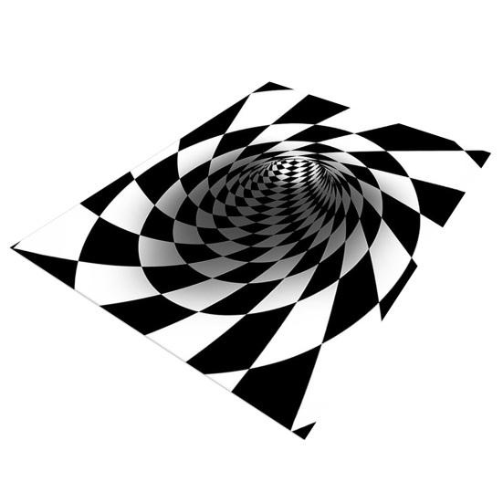 3D Vortex Optical Illusion Rug Vision Vertigo Area Rug Realistic Vortex Black And White Doormat Non-Slip Floor Mat for Living Room Bedroom Entrance