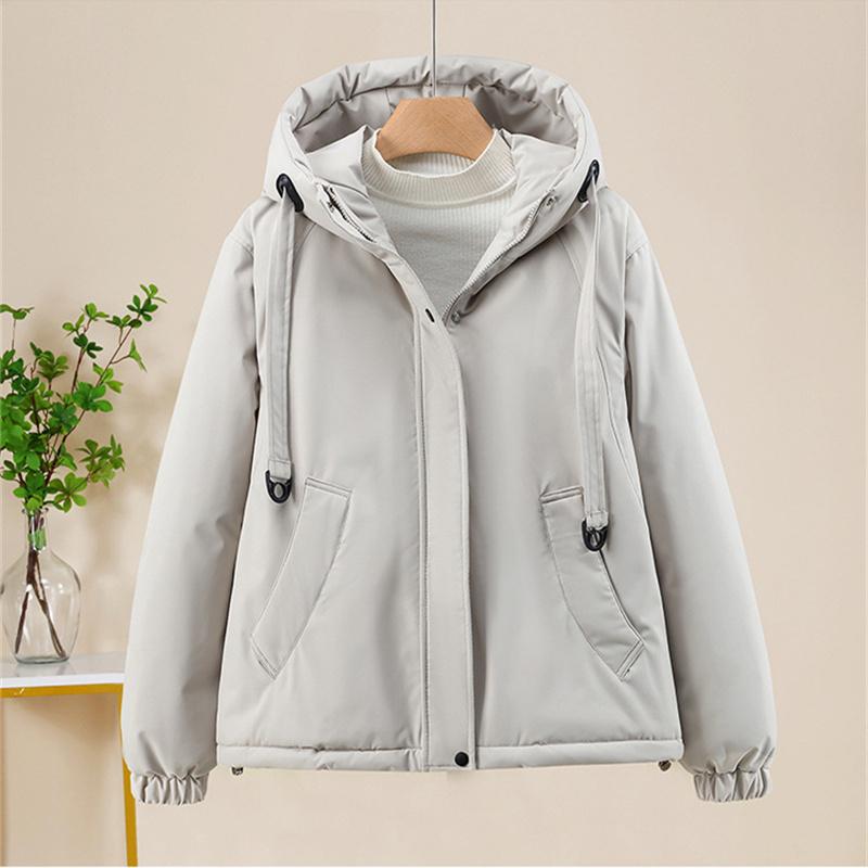 Women's Winter Down Cotton-padded Jacket Fleece Short Parkas Loose Hooded Outerwear Lady Casual Thicken Windproof Coats
