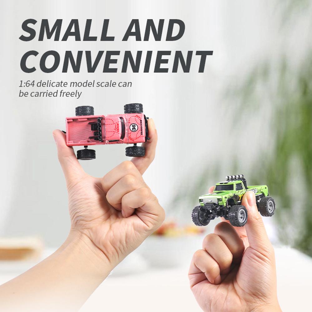1/64 RC Car 2.4G Remote Control Mini Speed Off-road Climbing Car Alloy Desktop Vehicle with LED Light Toy for Kids Small Gifts