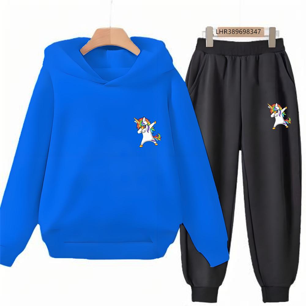 Children Unicorn Hoodie 3-12 Years Boys Girls Red Casual Tops+Pants Sets Long Sleeves Autumn Fashion Kids Clothes