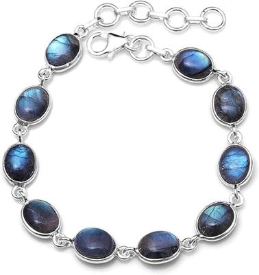 Massives 925er Sterlingsilber Natürlicher Labradorit Edelstein Handgefertigtes Armband Charm Schmuck Geschenk Für Sie