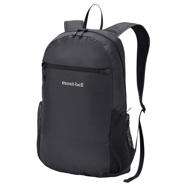 MONTBELL 15L Versatile Front Logo Print Nylon Backpack Regular Unisex Couple Black