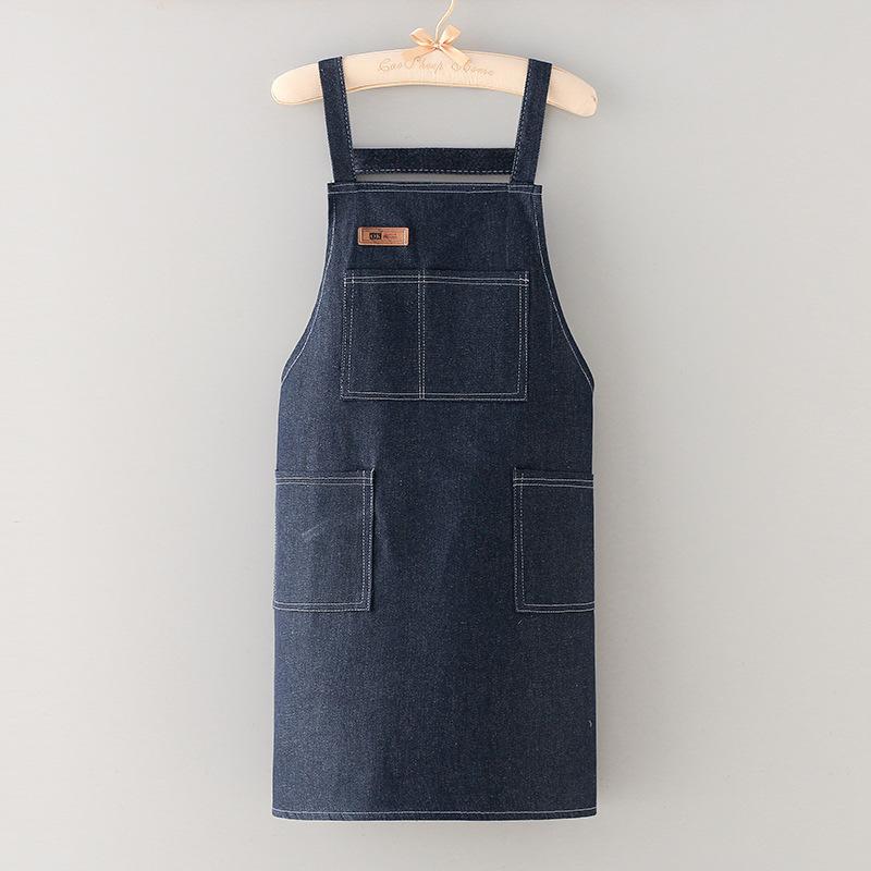 Thick Denim Apron with Pocket Jean for Women Men Hair Stylist Barista Coffee Shop In Beautiful Salon Oil Resistant Apron Bib