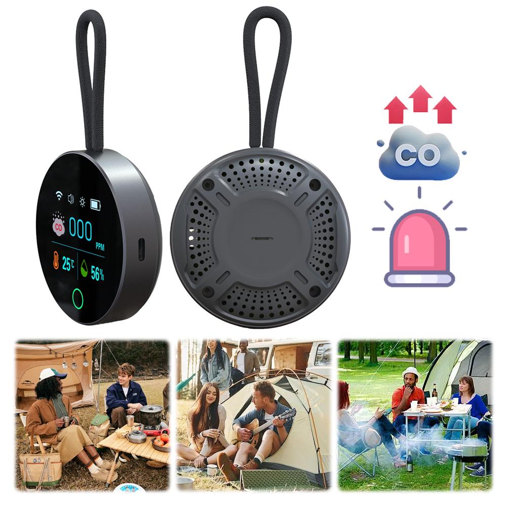 3 In 1 Carbon Monoxide Detector HD LCD Display CO Air Quality Monitor CO Detector Alarm Temp Humidity Sensor for Indoor Outdoor