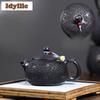 300ml Retro Yixing Purple Clay Teapots Handmade Pine Pot Raw Ore Stone Yellow Mud Kettle Chinese Zisha Tea Set Teaware Ornaments