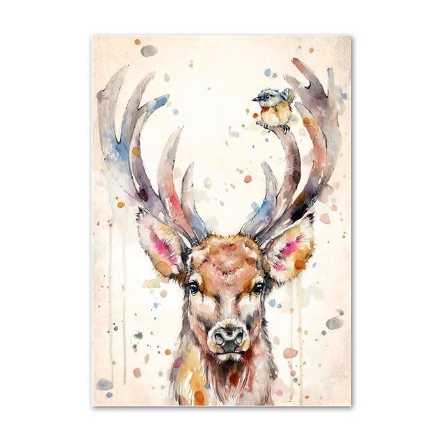 Canvas Pictures Home Decor Painting Wall Art Rabbit Fox Flamingo Prints Creative Watercolor Nordic Poster Modular Living Room No Frame