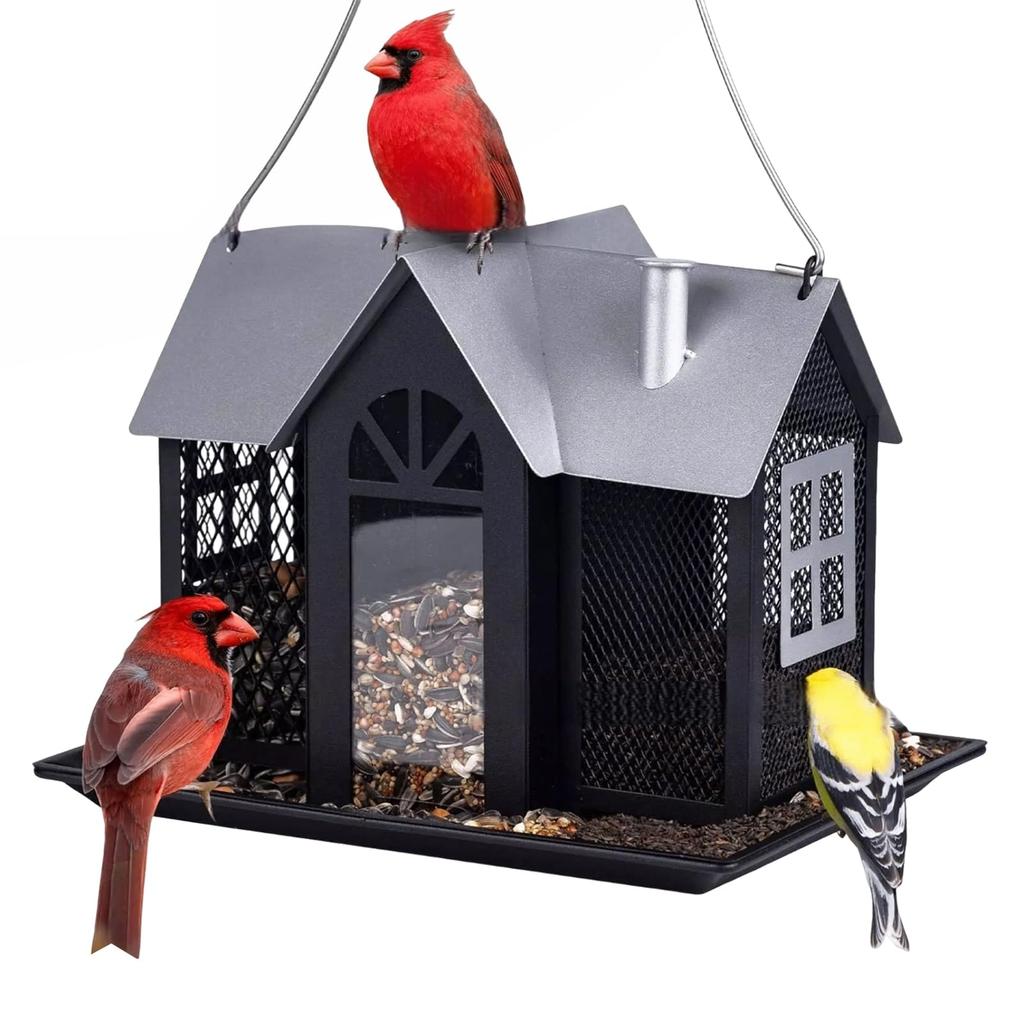 Garden Yard Hanging Bird Feeder Metal House Design Squirrel Proof Hummingbird Feeder