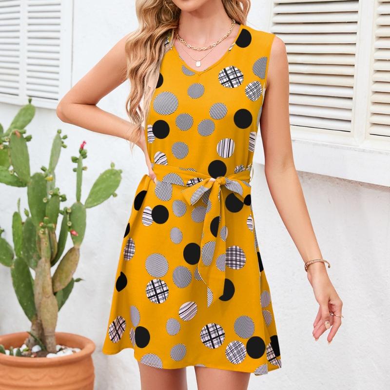Damski Letni Nowy Produkt Retro Imprezowy Wzór Kropki Fali