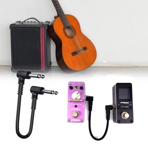 YFFSFDC 15cm Guitar Patch Cables for Guitar Effects, Noise-Reducing, with L-L Plugs, Black (3 Cables)