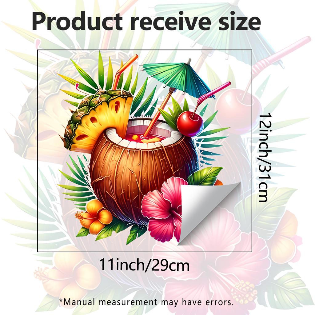 Creative Coconut Juice Pineapple Static Cling Window Sticker for Living Room Bedroom Glass Home Decor