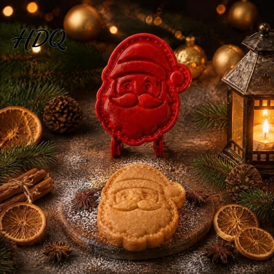 Christmas Theme Cutters Hand Press Pie Mold Plastic Pastry Dough Cookie Molds for Kids Neatly Cut DIY Holiday Treats Handmade