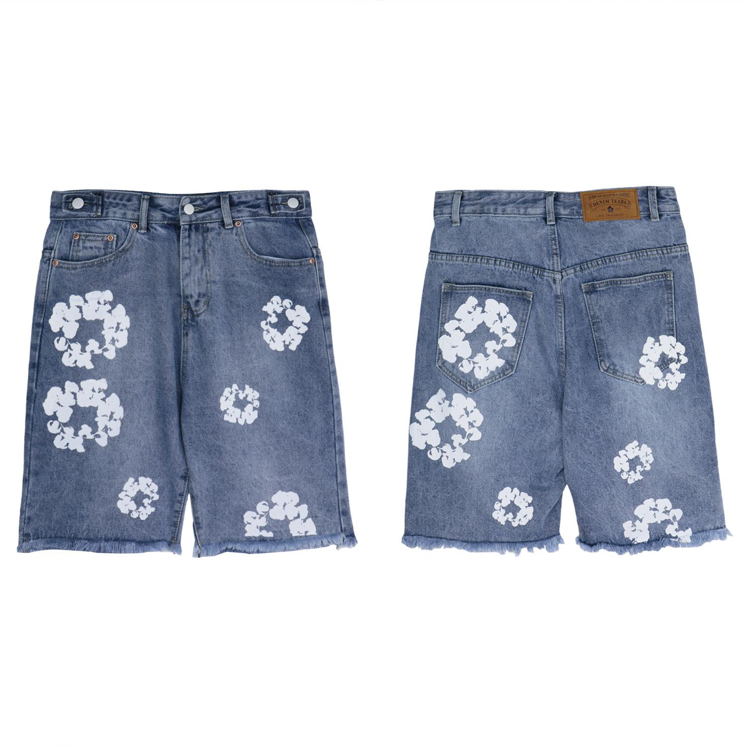 

Kapok Denim Shorts with White Garland Print 3XL чорний