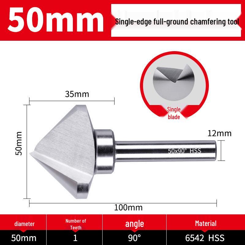 Straight Shank Single-Edge 3-Flute 45° Chamfering & Deburring Countersink Drill Bit, 90° Inner Hole Trimmer