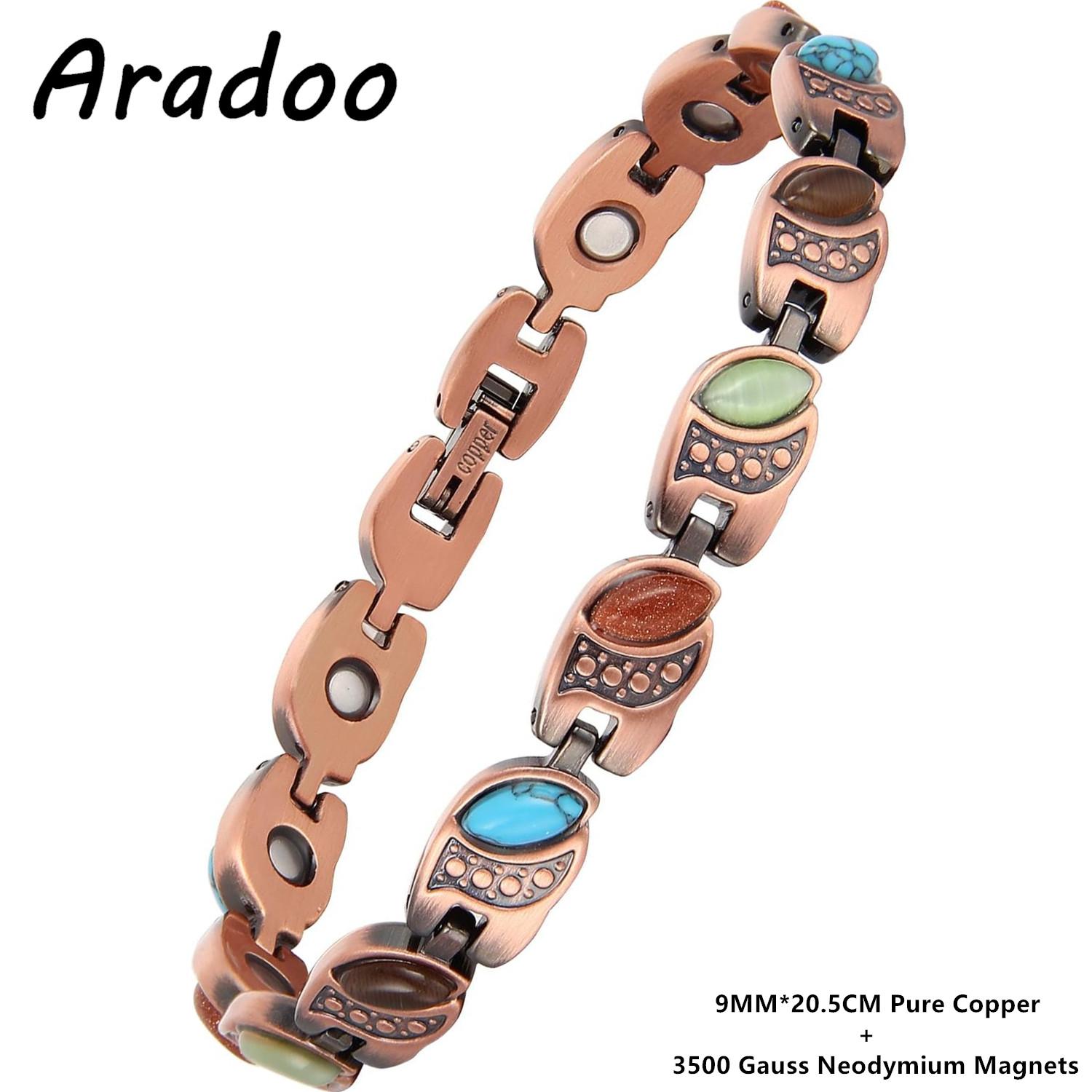 

Blue Turquoise Copper Bracelets for Women with 3500 Gauss Neodymium Magnets Jewelry Gifts