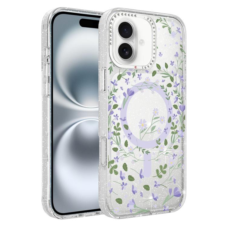 Flower Pattern IMD Glitter Magnetic Phone Case