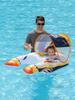 Two-Person Parent-Child Float with Foot Hole, Removable Canopy, Rocket Ship Design, Baby Float, Sunshade, for Swimming Pools, Toddlers, Kids, and