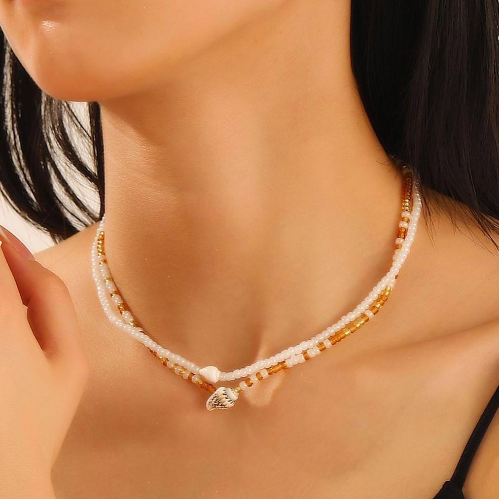 2pcs Set Bohemia Charm Hand-woven Acrylic Beads Shell Conch Bracelet for Women Summer Trendy Beach Bangle Jewelry Set Gift