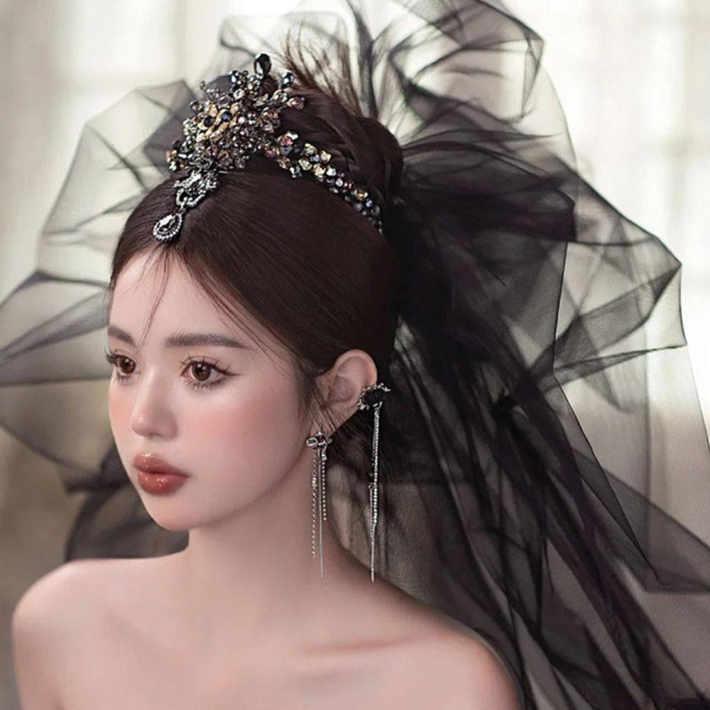 

Gothic Wedding Veil Black Photo Headwear Individual Bridal Veil Wedding