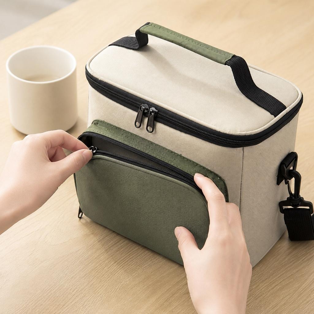 Lunch Bag for Adults - Cloth Thermal Lunch with Crossbody Strap and Handles