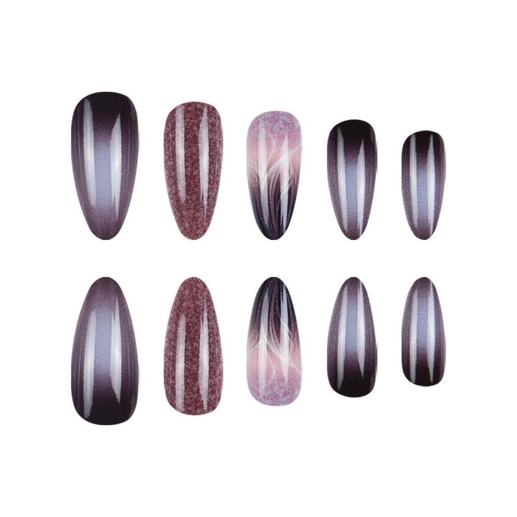 Night Sky Glitter Water Drop False Nails - 24-Piece Set, Detachable & Wearable