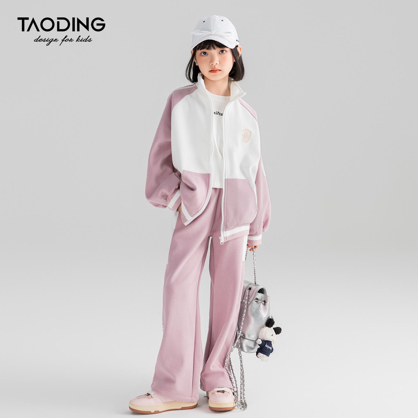 

Спортивный комплект для девочек Tao Town с цветными блоками: Осенний модный свитшот и брюки 170cm/L (105-120 jin) розовый