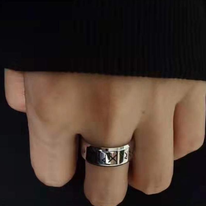 YILUOCD Viking Runes Ring Stainless Steel 24 Runes Nordic Amulet Odin Norse Jewelry for Men Women Couple