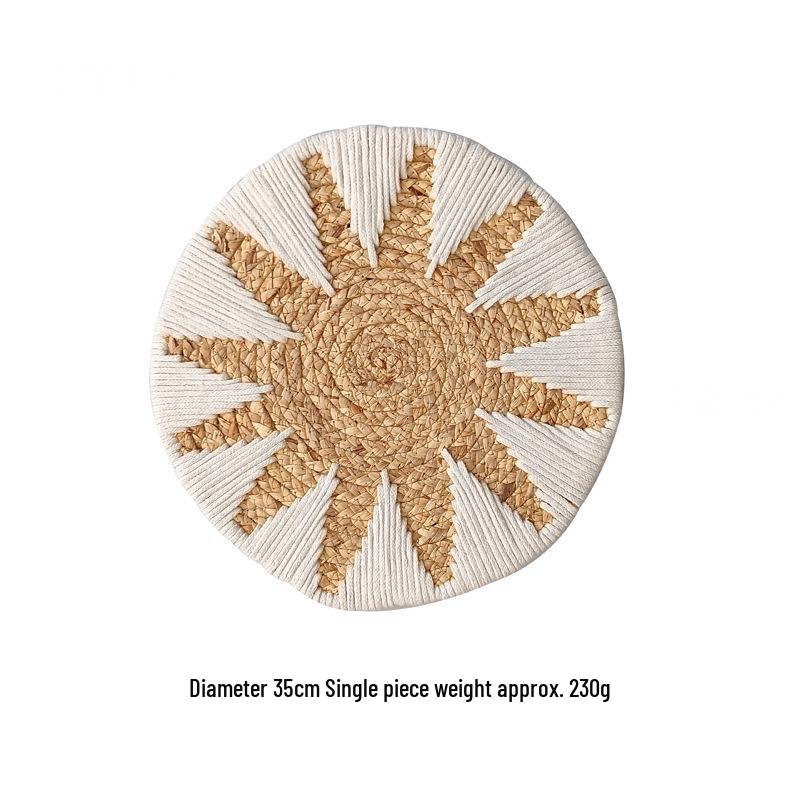 Bohemian Round Woven Straw Wall Decor for Bedroom or Dining Room