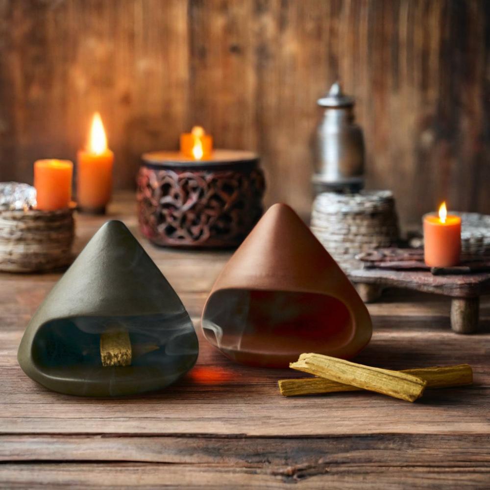 Palo Santo Holder & Incense Burner Handmade Ceramic Cone Burner Modern Minimalist Decor Meditation Aromatherapy Chimney