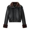 European and American Style, New Women's Clothing, Fashionable, Versatile, Casual High-end Design Fur Integrated Leather Jacket