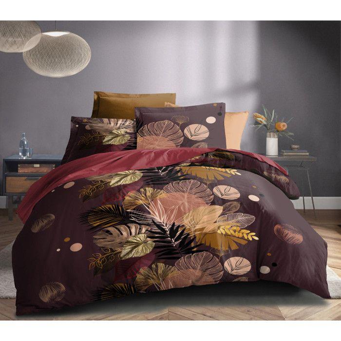 Parure de draps 4P "Louna" lit 160 x 200 Palm Chic Coton Pur