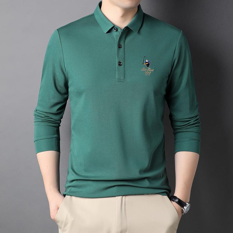 

Весна и осень, новая мужская свободная футболка, повседневная хлопковая мужская футболка с длинными рукавами и лацканами XL