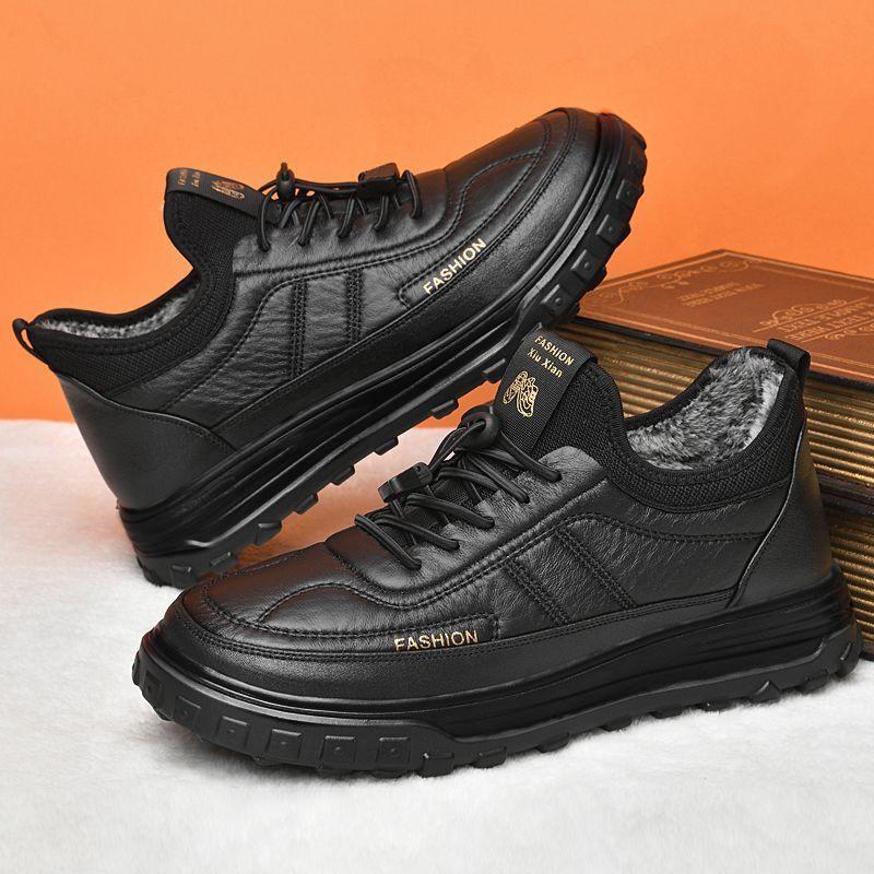 Winter men's shoes cotton shoes warm velvet platform business leather shoes men's trend casual boots men's shoes