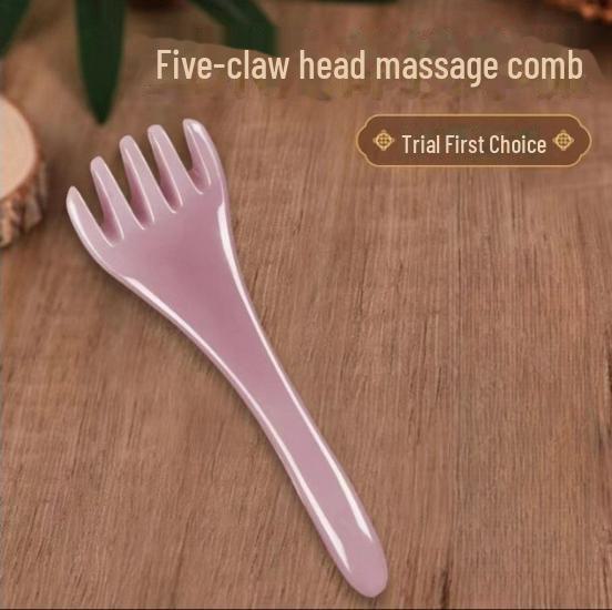 Five-Claw Head Therapy Massager Comb - Resin Acupoint Scalp Scratcher.